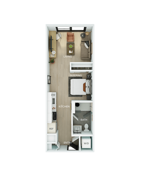 a floor plan of a house with a bedroom and a living room